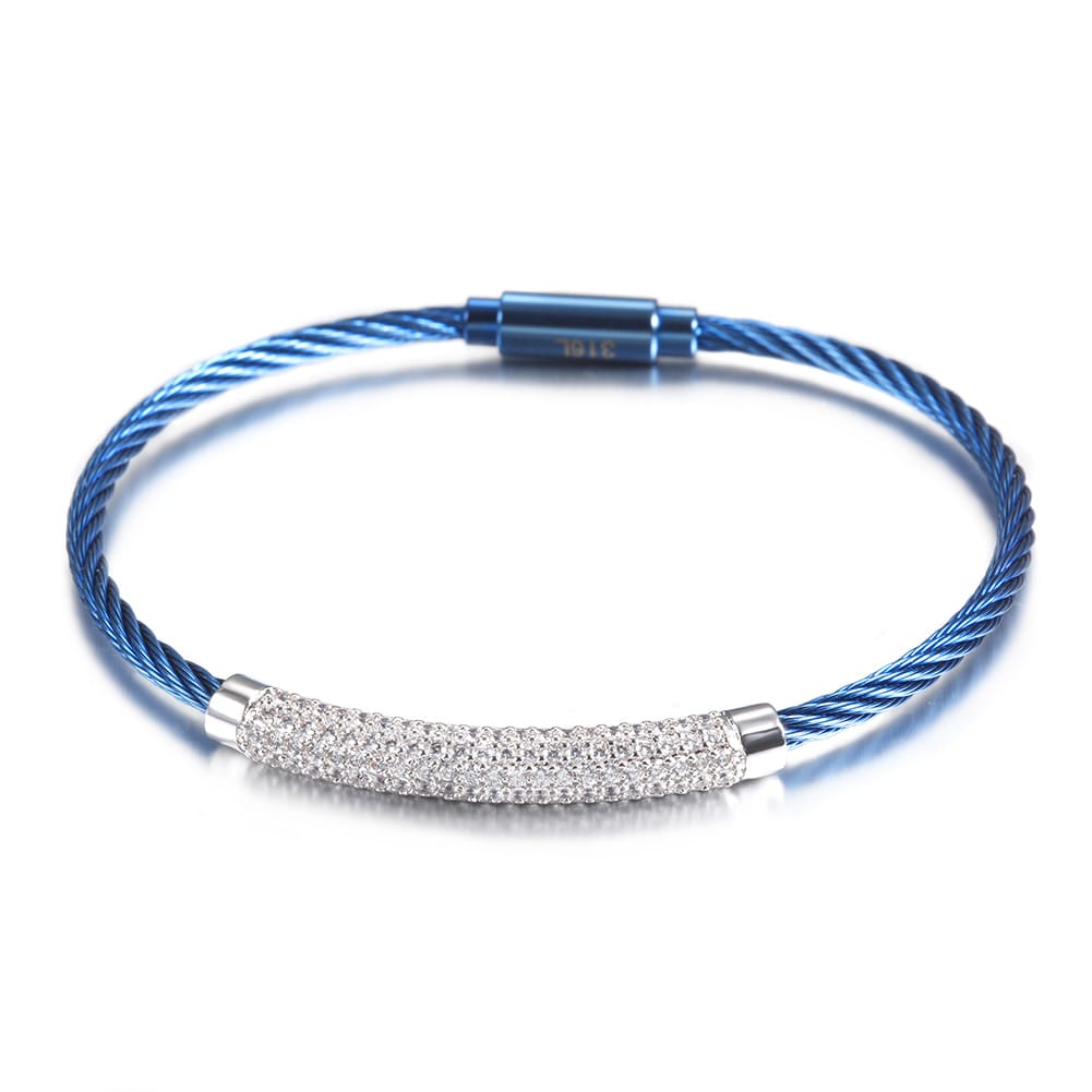 The Classic Silver and Blue Cable Bracelet