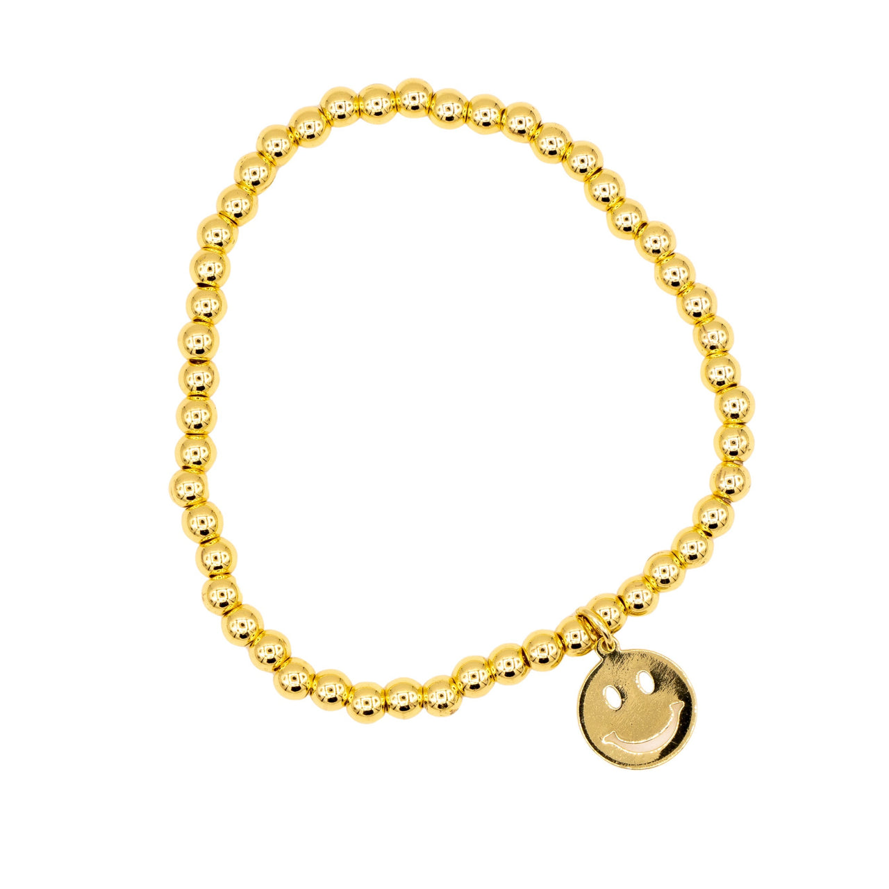 The 4mm Gold and Smiley Face Beaded Bracelet