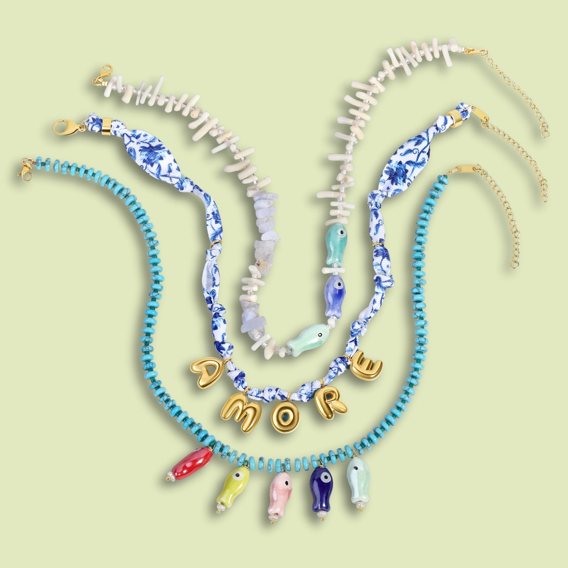 lay flat image with 3 necklaces