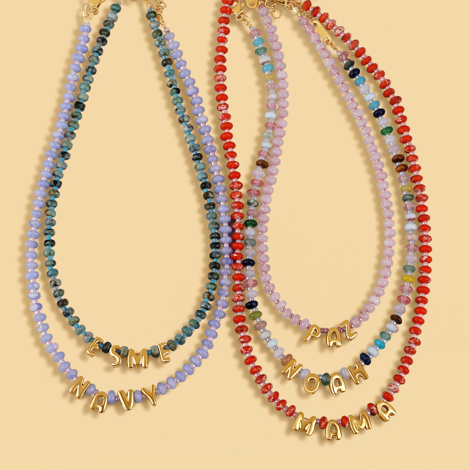 Custom Name Beaded Necklace - Personalized Letter Necklace (6 Colors)
