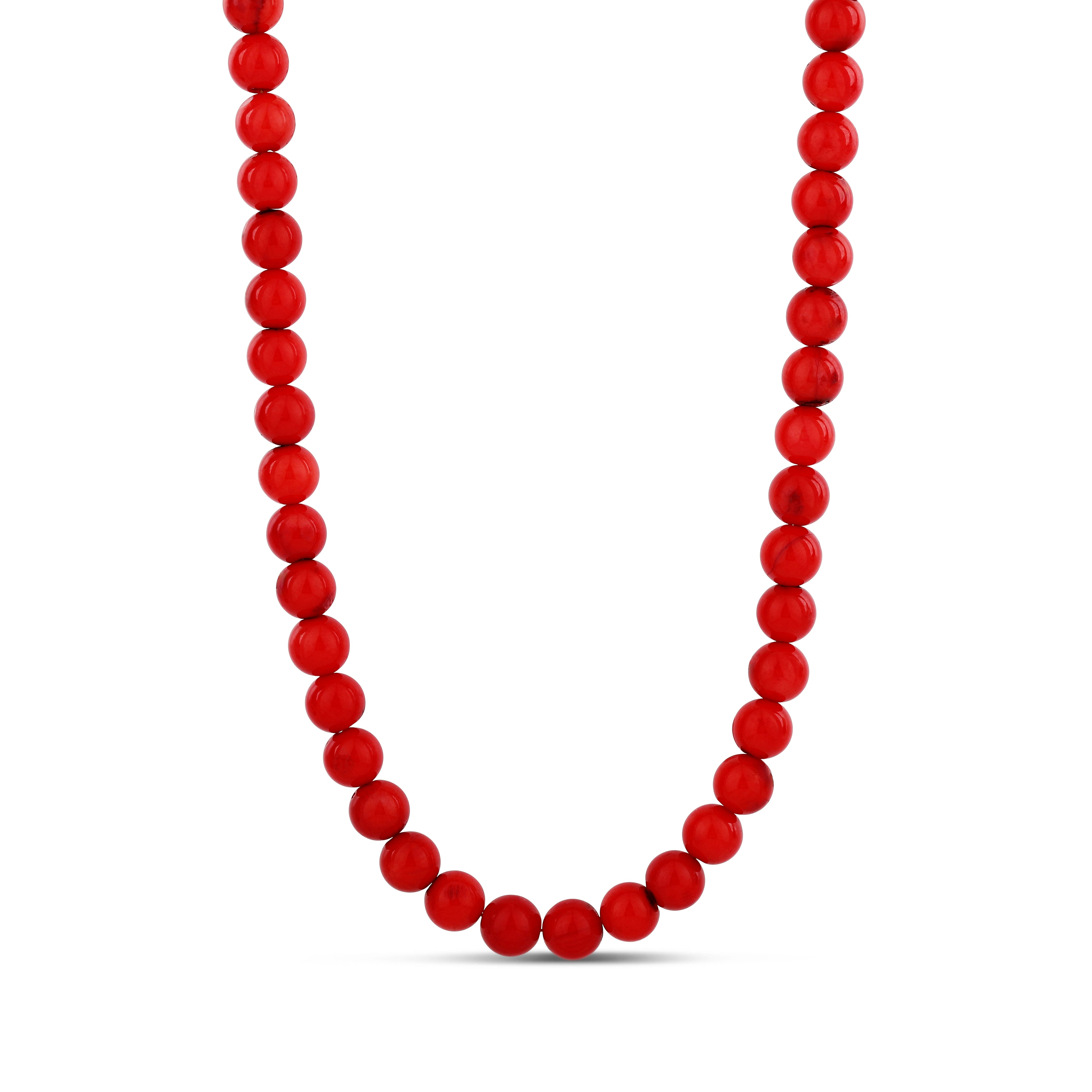 8mm Coral Beaded Choker Necklace
