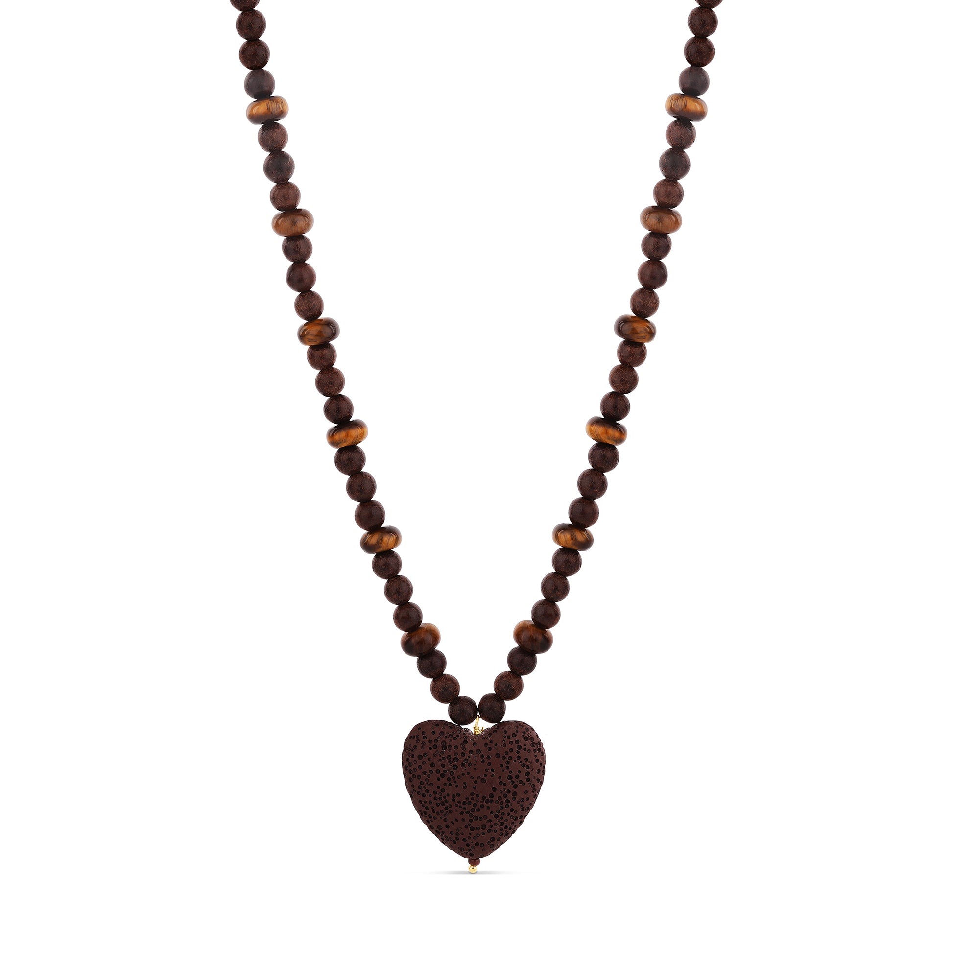Lava Stone & Tiger’s Eye Heart Necklace