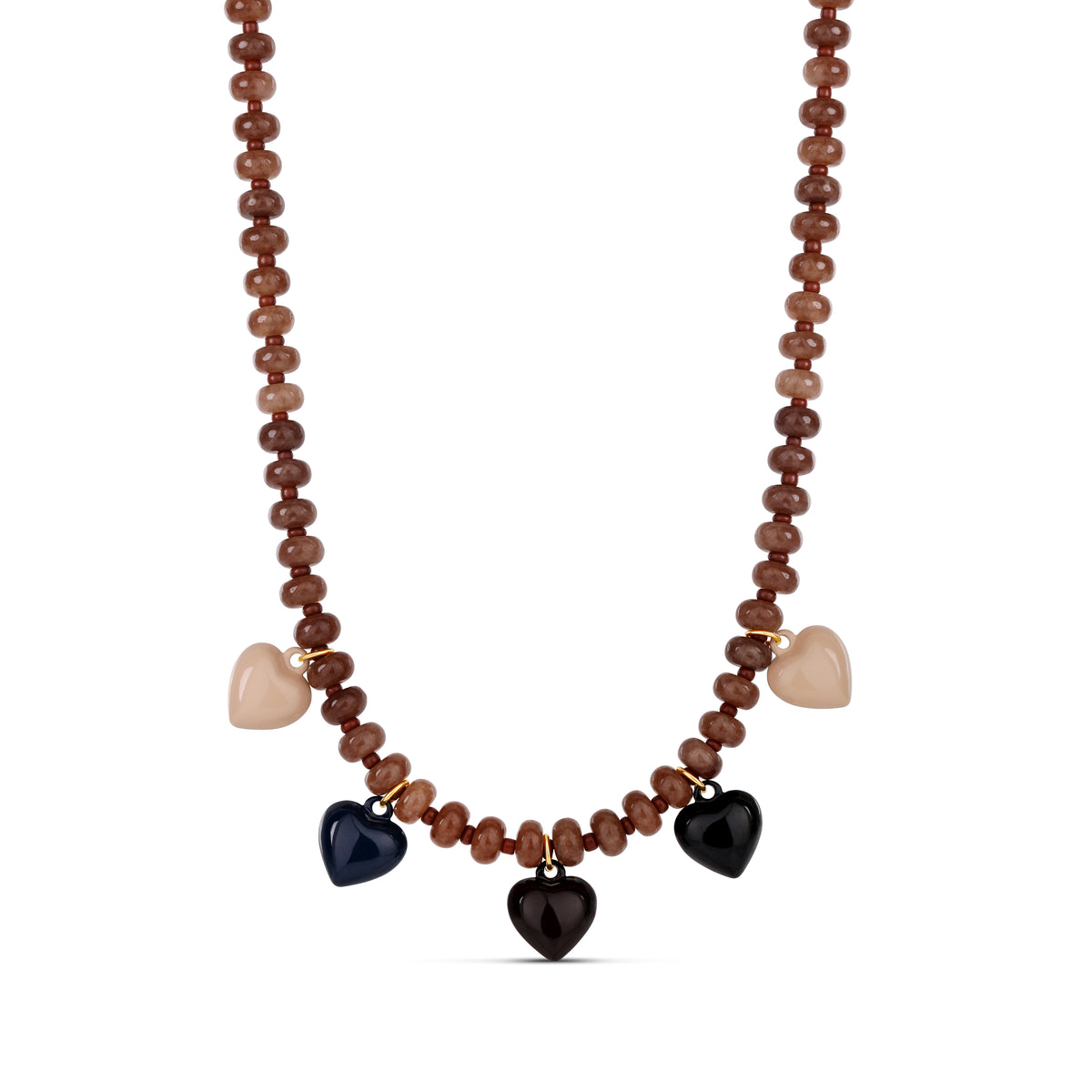 Playful Heart Charm Beaded Necklace – Multi-Color Edition