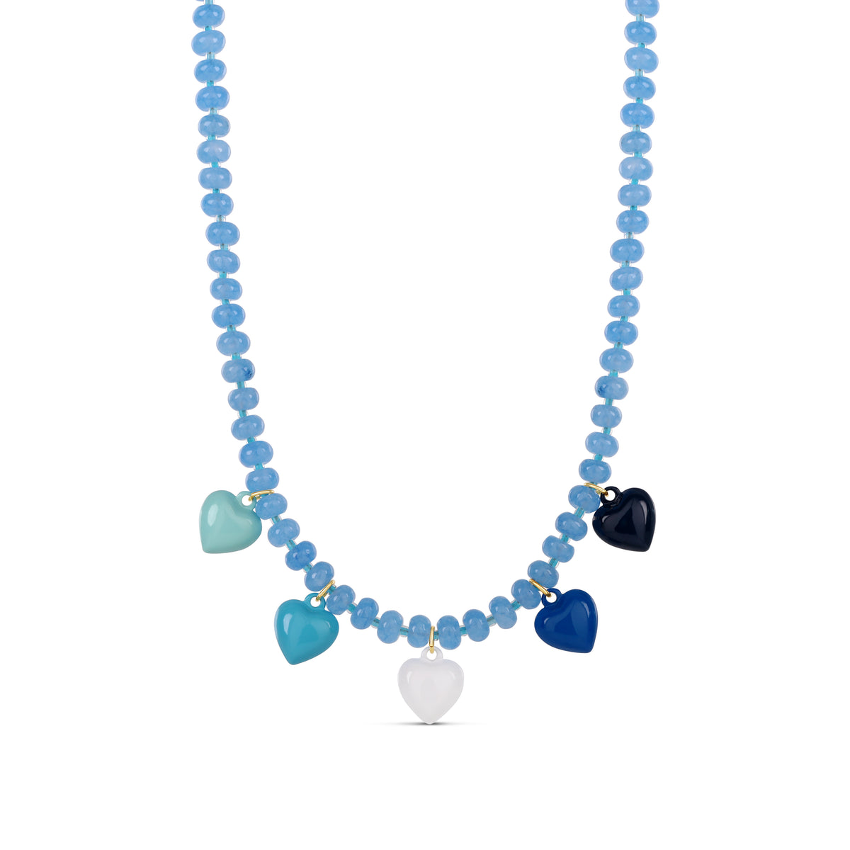Playful Heart Charm Beaded Necklace – Multi-Color Edition
