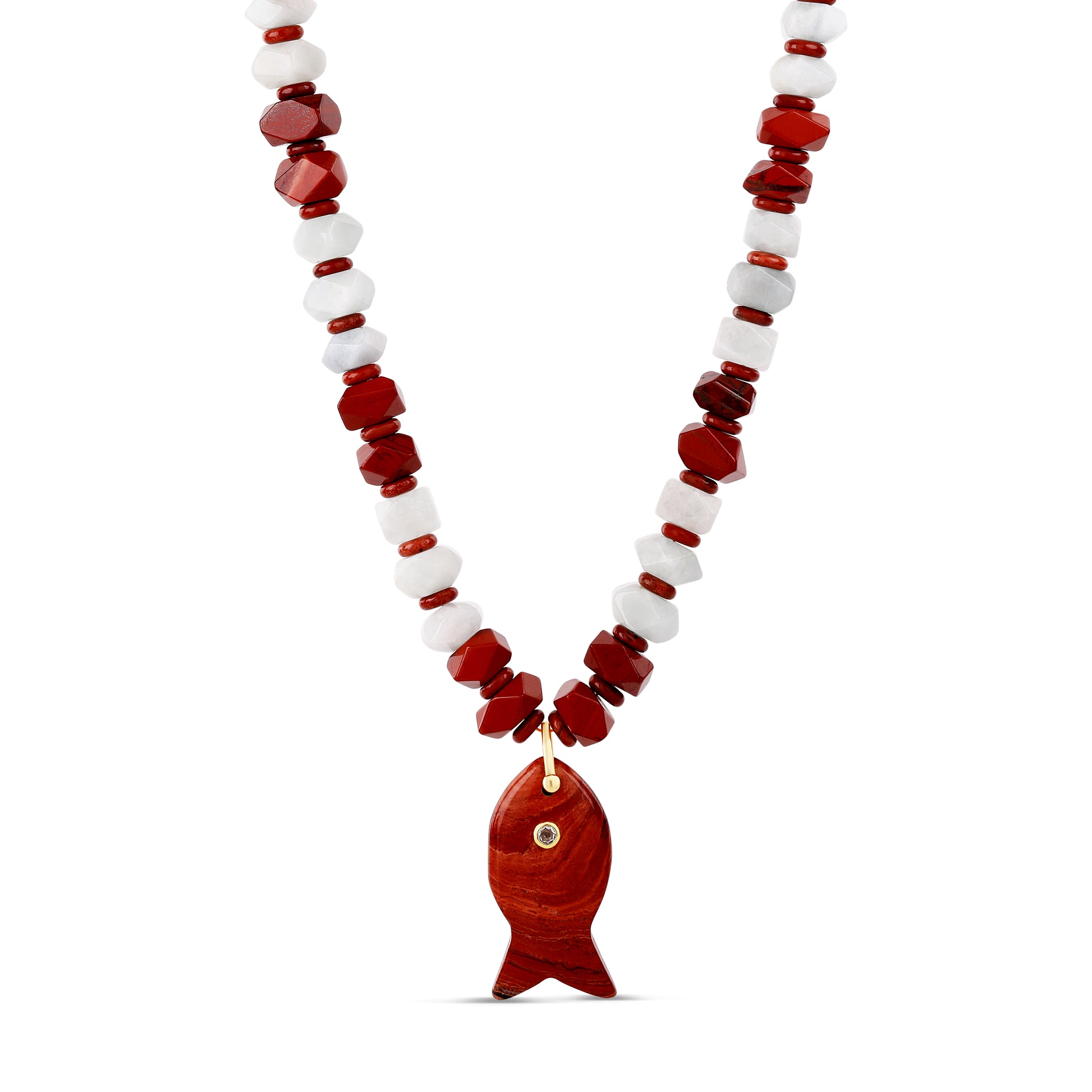 Red Jasper Fish Gemstone Necklace