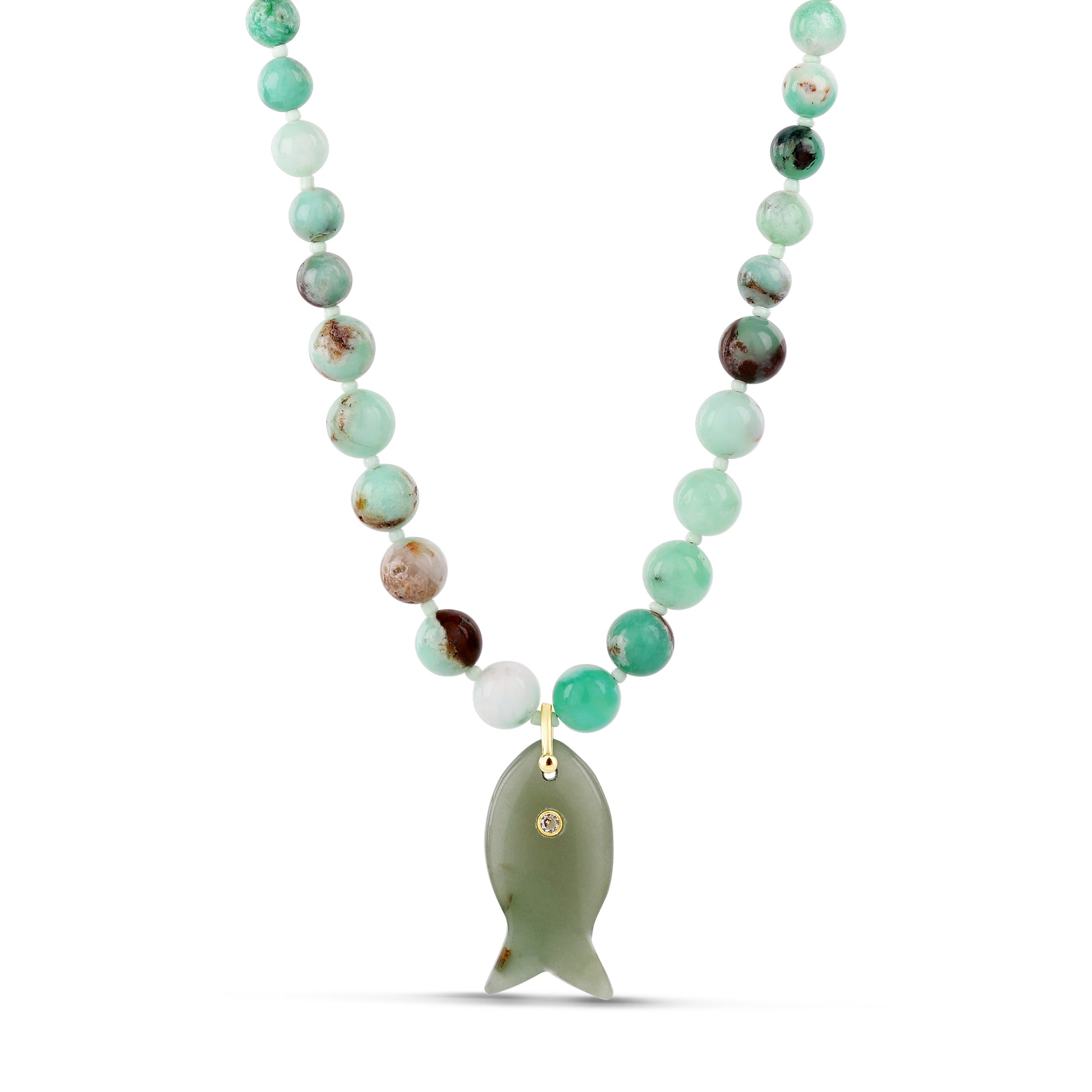 Green Fish Gemstone Necklace