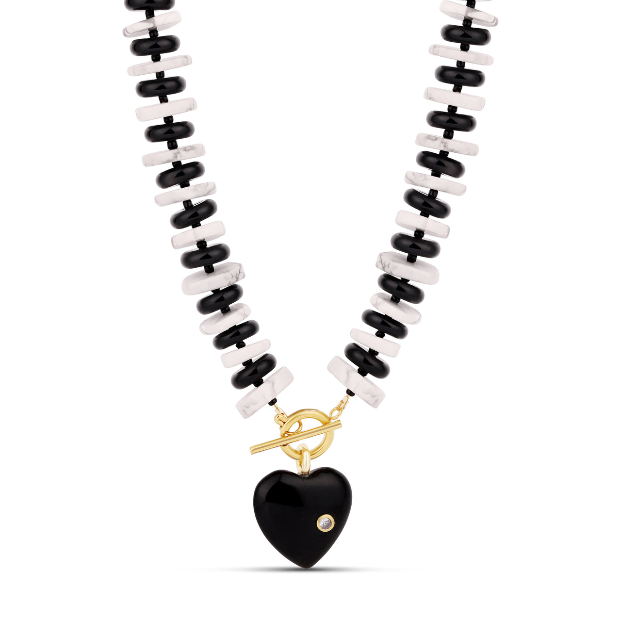 Black and White Heart Necklace