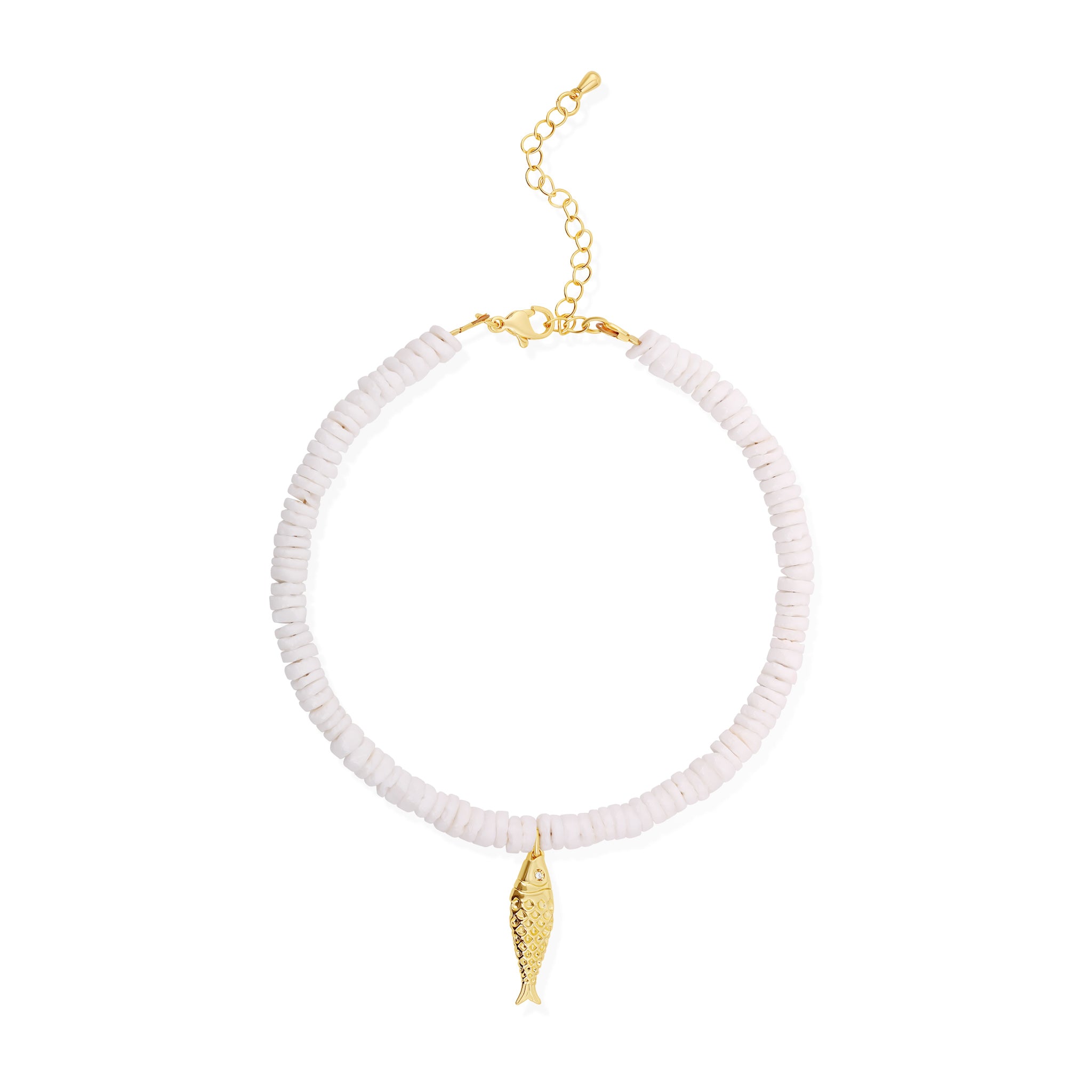 The Dangling Fish White Anklet