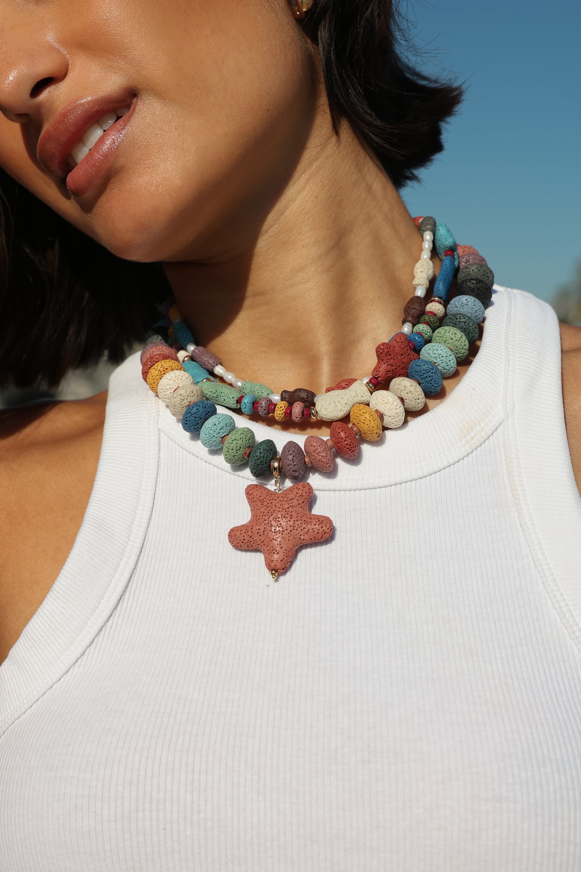 Lava Stone Starfish Necklace