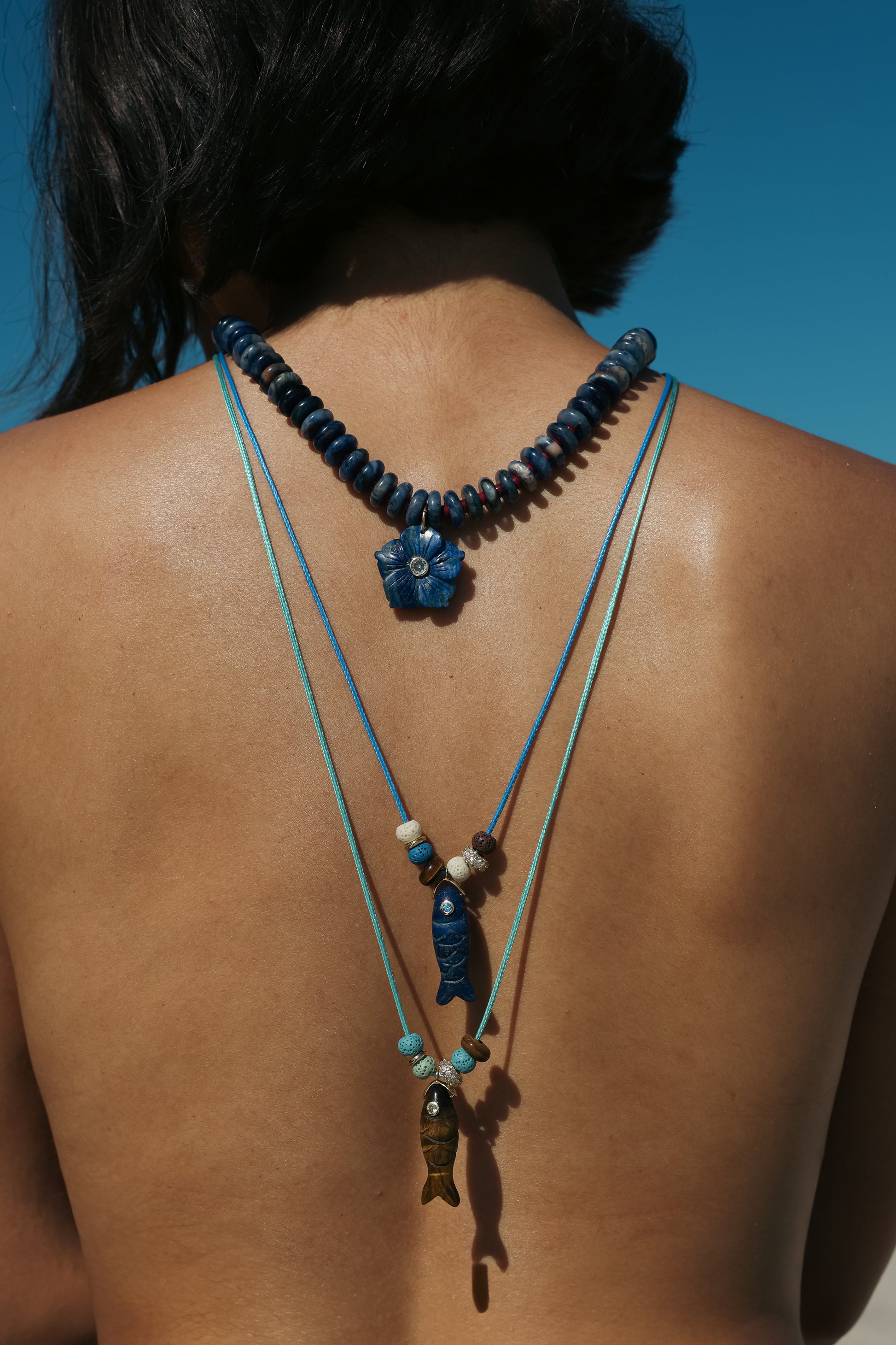 Midnight Hibiscus Gemstone Necklace