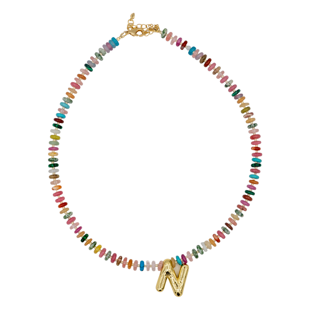 Bubble Initial Beaded Necklace