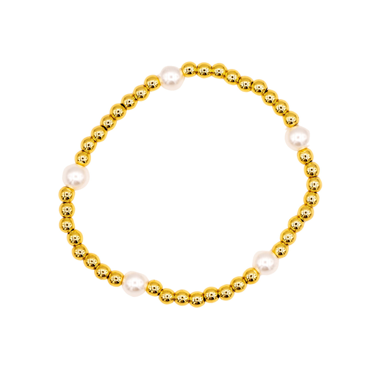 The 4mm Gold and Pearl Beaded Bracelet