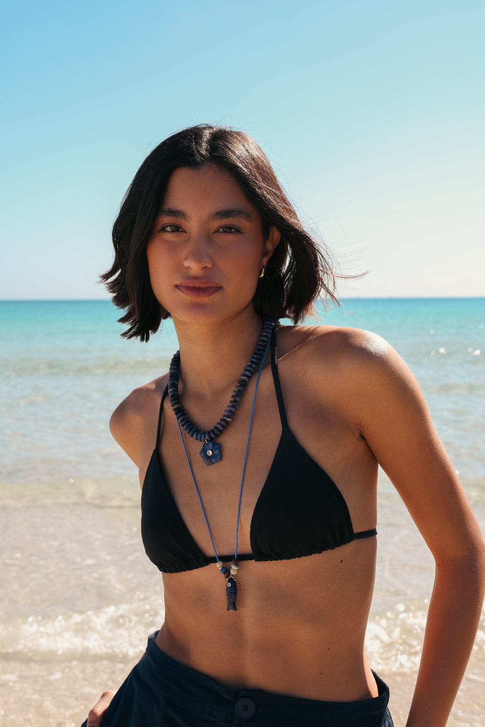 Midnight Hibiscus Gemstone Necklace