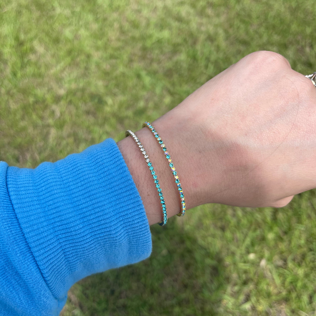 Set of 2, Blue and White Bracelets