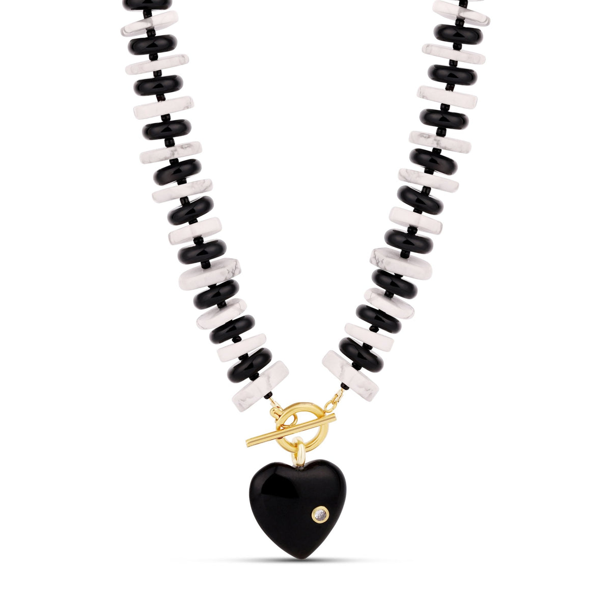 Black and White Heart Necklace - Hannah B by Hannah Bender