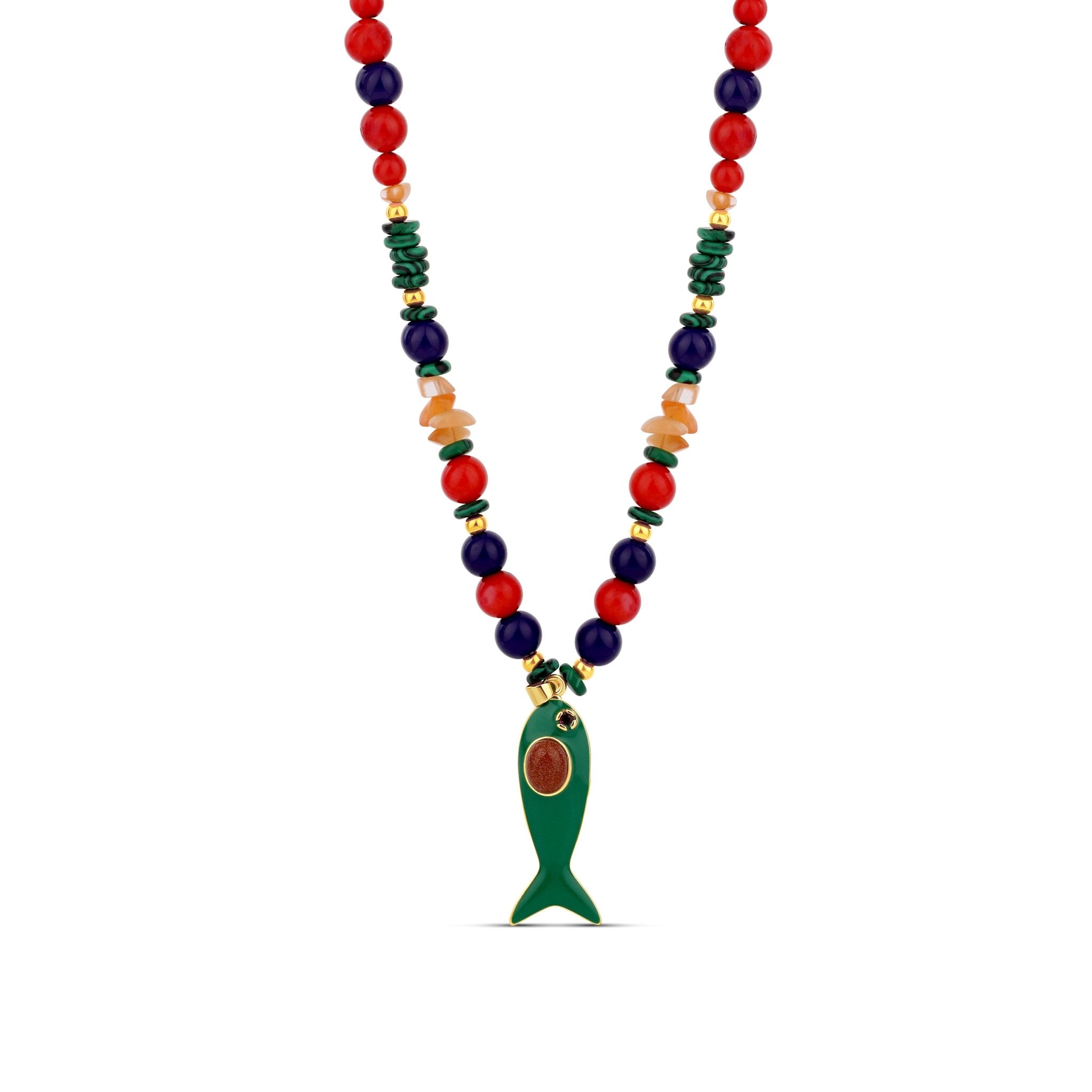 Coastal Dreams Fish Beaded Necklace - Hannah B by Hannah Bender
