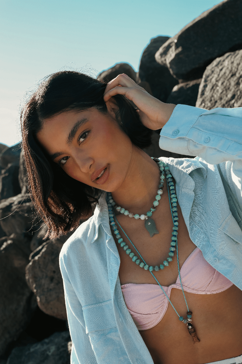 Green Fish Gemstone Necklace - Hannah B by Hannah Bender