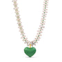 Green Heart Pendant Necklace - Fresh Water Pearl & Murano Glass Necklace - Hannah B by Hannah Bender