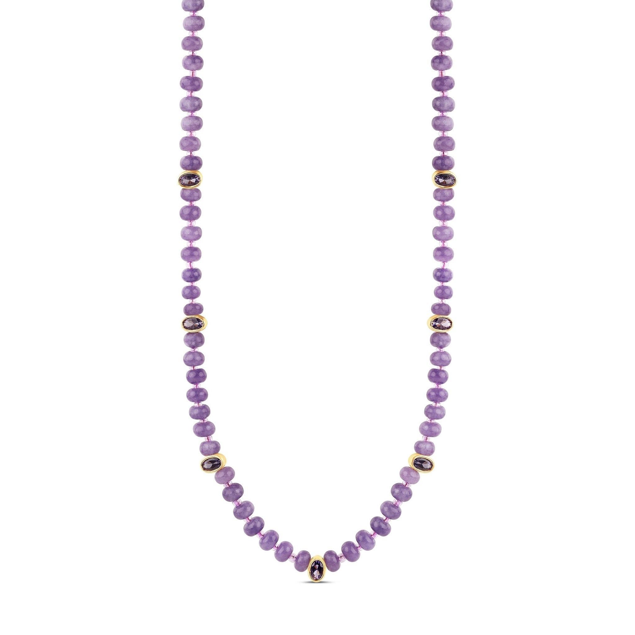 Lavender Amethyst Bead Necklace with Faceted Gem Accents - Hannah B by Hannah Bender