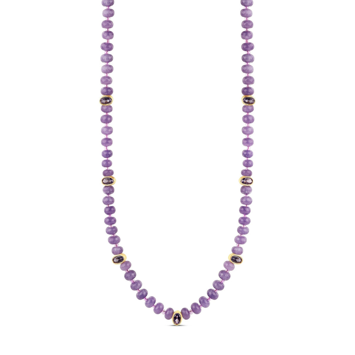 Lavender Amethyst Bead Necklace with Faceted Gem Accents - Hannah B by Hannah Bender