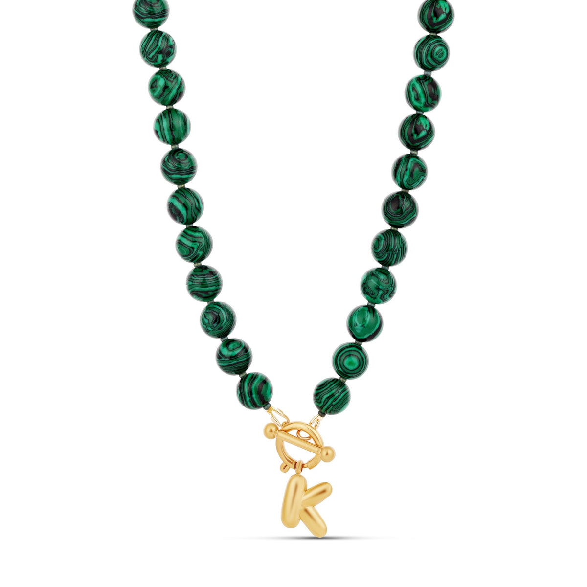 Malachite Initial Necklace - Hannah B by Hannah Bender