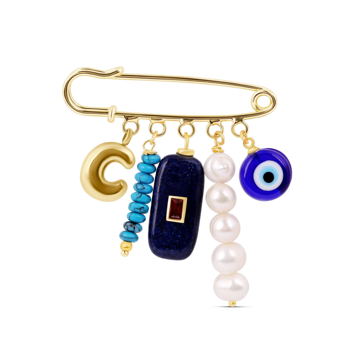 Personalized Blue Charm Statement Brooch - Hannah B by Hannah Bender