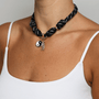POP UPS X HANNAH B BOAT ROPE BLACK NECKLACE WITH HAPPY YIN-YANG - Hannah B by Hannah Bender