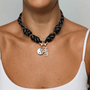 POP UPS X HANNAH B BOAT ROPE BLACK NECKLACE WITH HAPPY YIN-YANG - Hannah B by Hannah Bender