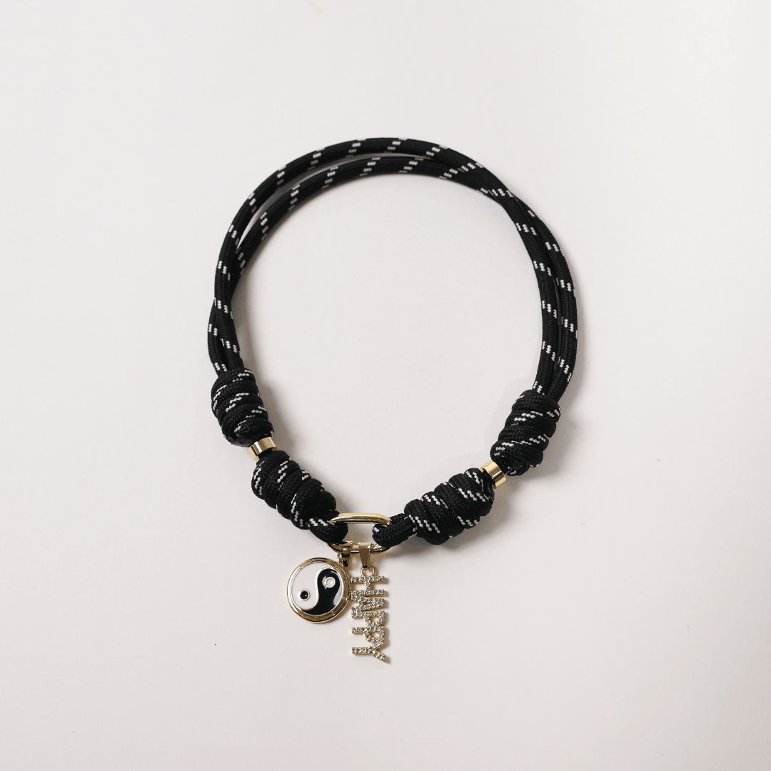 POP UPS X HANNAH B BOAT ROPE BLACK NECKLACE WITH HAPPY YIN-YANG - Hannah B by Hannah Bender