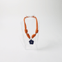 POP UPS X HANNAH B BOAT ROPE BURNT ORANGE NECKLACE WITH BLUE HIBISCUS - Hannah B by Hannah Bender