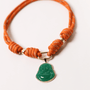 POP UPS X HANNAH B BOAT ROPE BURNT ORANGE NECKLACE WITH GREEN BUDDHA - Hannah B by Hannah Bender