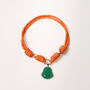 POP UPS X HANNAH B BOAT ROPE BURNT ORANGE NECKLACE WITH GREEN BUDDHA - Hannah B by Hannah Bender