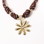 POP UPS X HANNAH B BOAT ROPE CHOCOLATE NECKLACE WITH GOLD DAISY - Hannah B by Hannah Bender