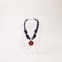 POP UPS X HANNAH B BOAT ROPE DEEP BLUE NECKLACE WITH RED HIBISCUS - Hannah B by Hannah Bender
