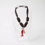 POP UPS X HANNAH B BOAT ROPE ESPRESSO NECKLACE WITH RED ENAMEL FISH & AMORE - Hannah B by Hannah Bender