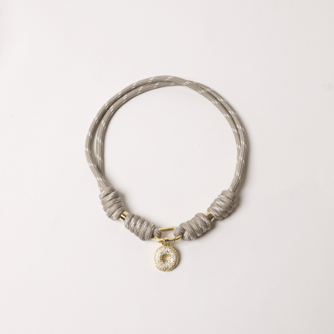 POP UPS X HANNAH B BOAT ROPE GREIGE NECKLACE WITH PAVE INITIAL - Hannah B by Hannah Bender
