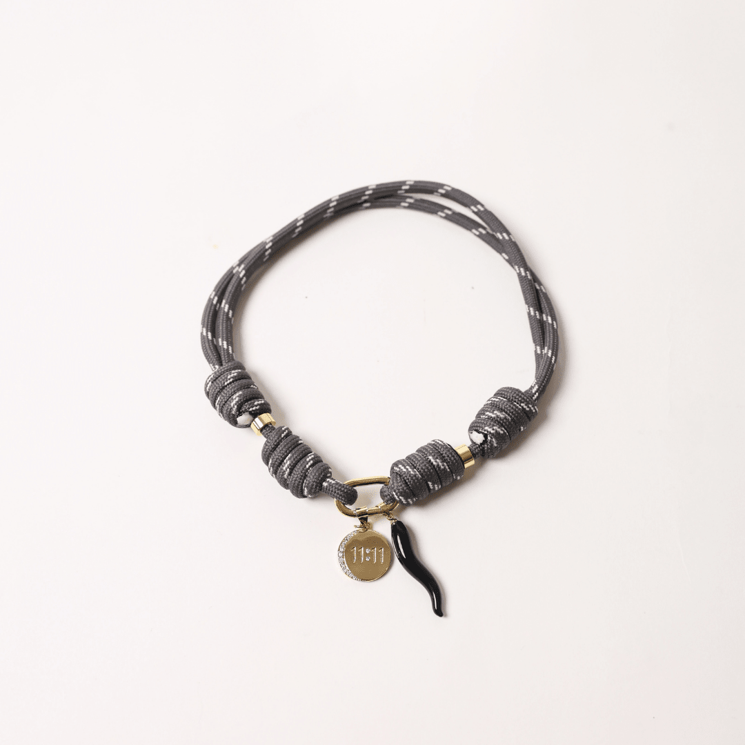 POP UPS X HANNAH B BOAT ROPE GREY NECKLACE WITH 11:11 & BLACK CHILI - Hannah B by Hannah Bender