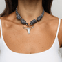 POP UPS X HANNAH B BOAT ROPE GREY NECKLACE WITH HORNS - Hannah B by Hannah Bender