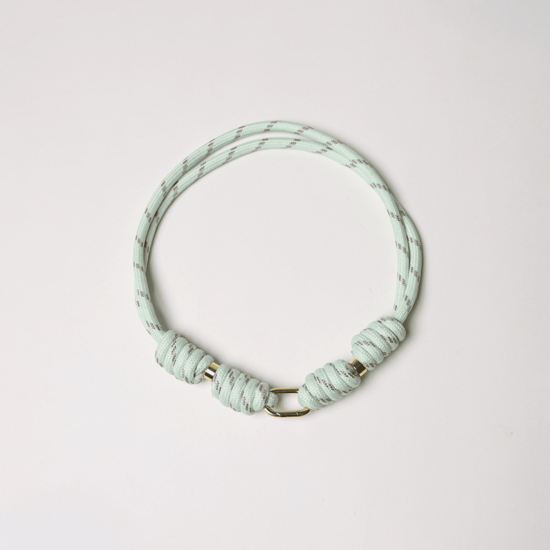 POP UPS X HANNAH B BOAT ROPE MINTY GREEN NECKLACE WITH PAVE INITIAL - Hannah B by Hannah Bender