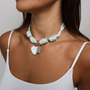 POP UPS X HANNAH B BOAT ROPE MINTY GREEN NECKLACE WITH WHITE HEART & GREEN FISH - Hannah B by Hannah Bender