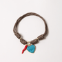 POP UPS X HANNAH B BOAT ROPE MOCHA NECKLACE WITH BLUE HEART & RED CHILI - Hannah B by Hannah Bender