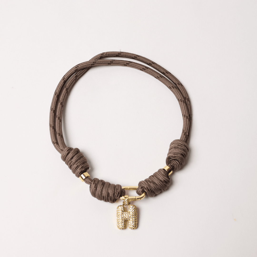 POP UPS X HANNAH B BOAT ROPE MOCHA NECKLACE WITH PAVE INITIAL - Hannah B by Hannah Bender
