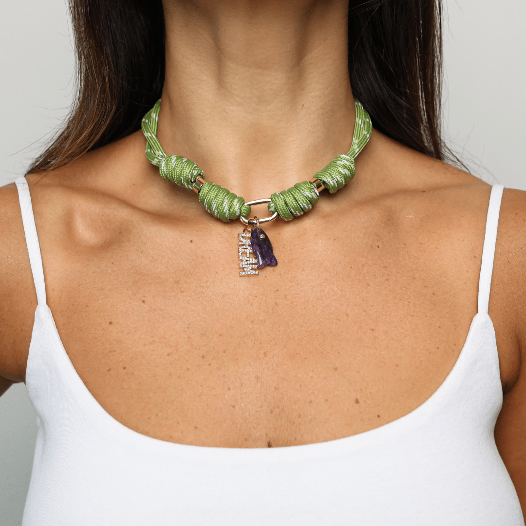 POP UPS X HANNAH B BOAT ROPE SAFARI NECKLACE WITH DREAM PURPLE FISH - Hannah B by Hannah Bender