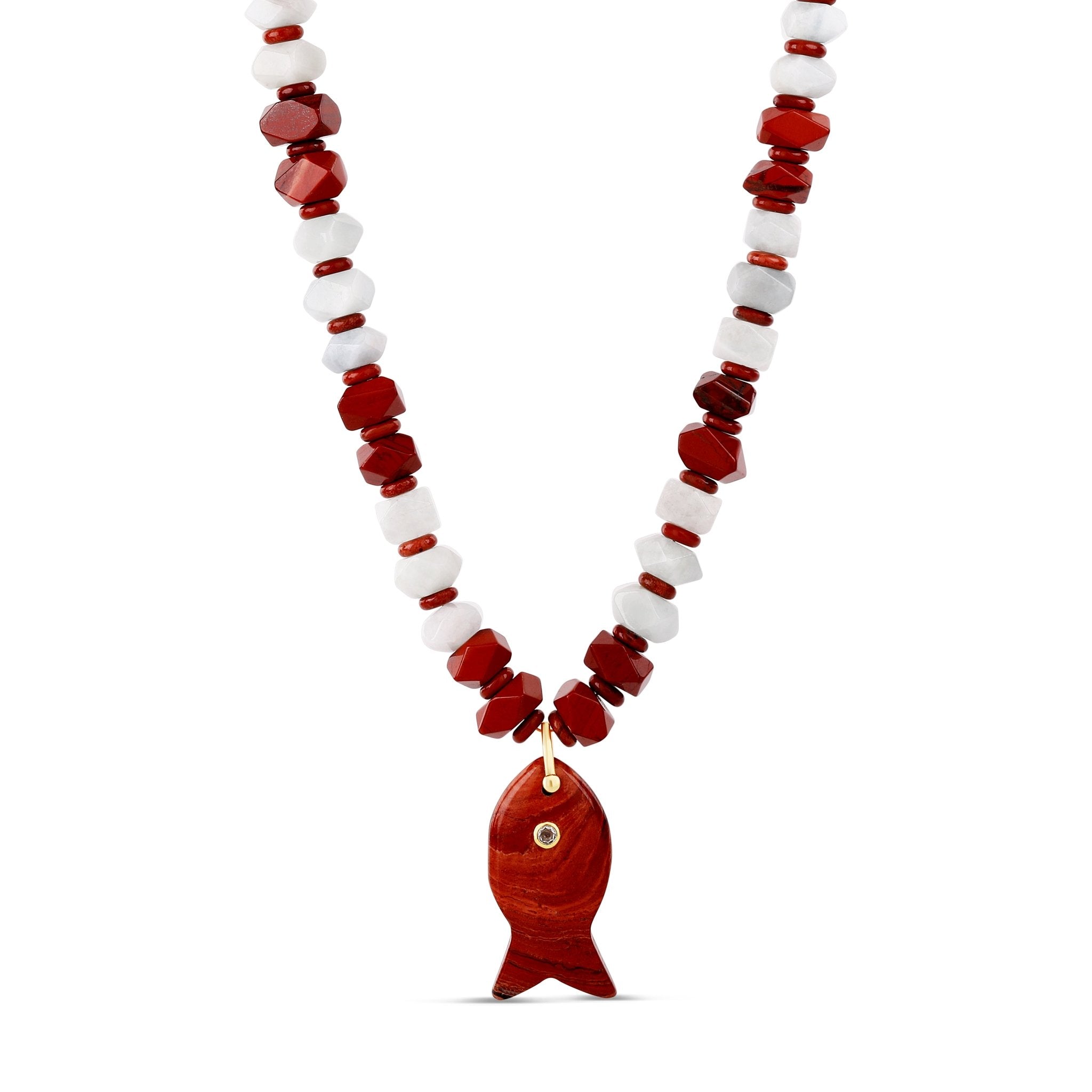 Red Jasper Fish Gemstone Necklace - Hannah B by Hannah Bender