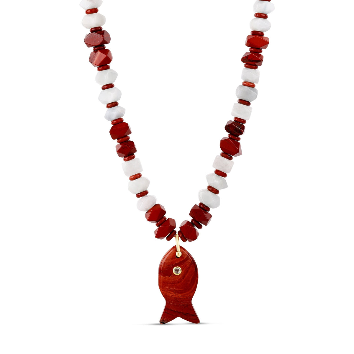 Red Jasper Fish Gemstone Necklace - Hannah B by Hannah Bender