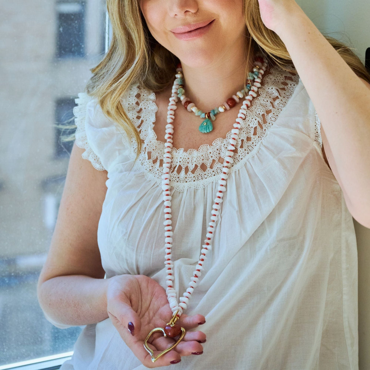 Seaside Shell Gemstone Necklace - Hannah B by Hannah Bender