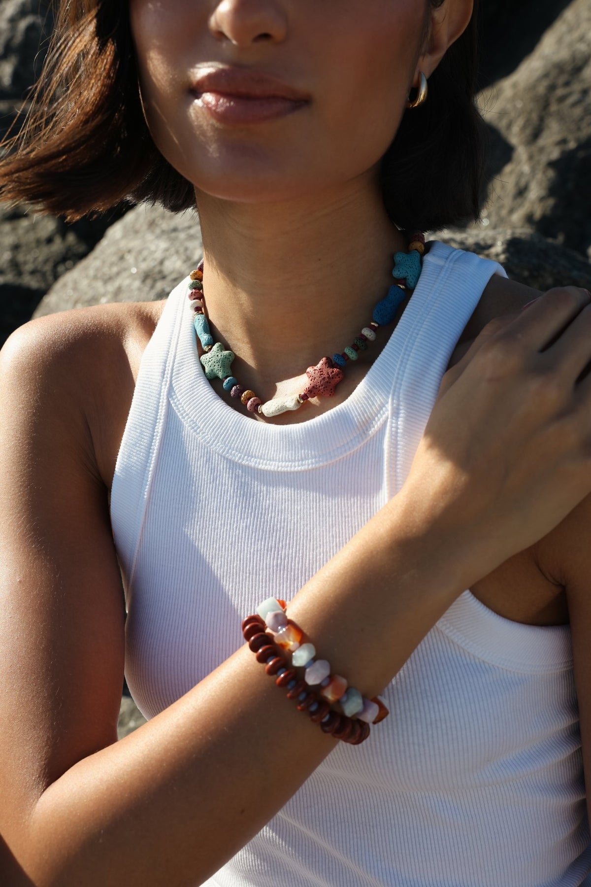 Starfish & Fish Lava Stone Necklace - Hannah B by Hannah Bender