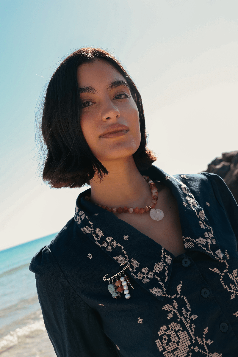 Sunset Shell Gemstone Necklace - Hannah B by Hannah Bender