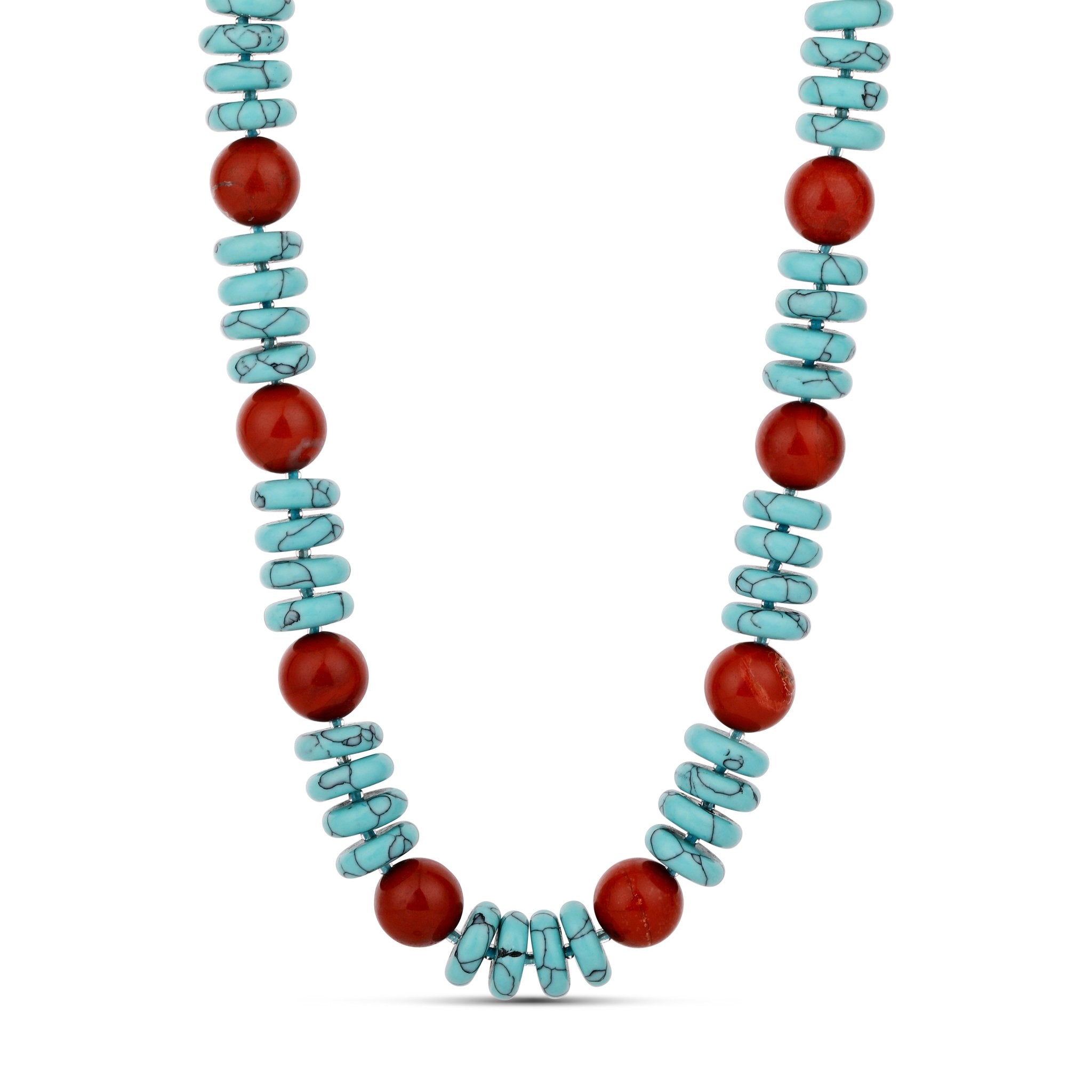 Turquoise and Red Jasper Necklace - Hannah B by Hannah Bender