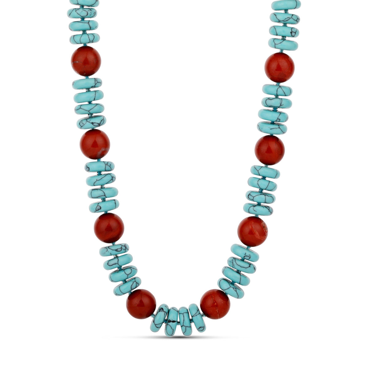 Turquoise and Red Jasper Necklace - Hannah B by Hannah Bender